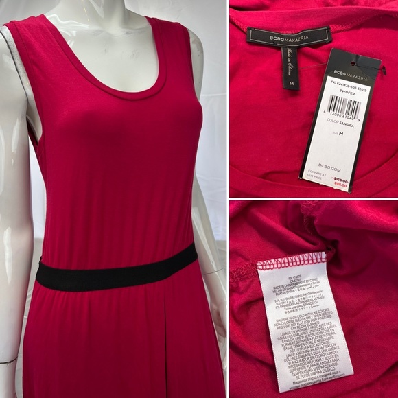 Women's $158 NWT BCBG MAXAZRIA Sangria Twofer Maxi Front Slit Red Dress Medium - Picture 6 of 7